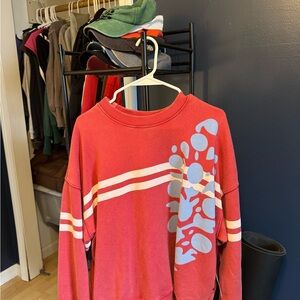 Red and White Graphic Sweatshirt